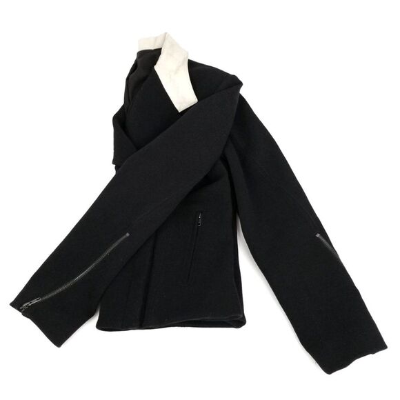 HELMUT LANG Sahara Lamb Leather Crop Moto Biker Jacket Large Black Quiet Luxury - Picture 7 of 12